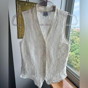 Women's White/ Cream Lace Sleeveless Top Vintage Size S
